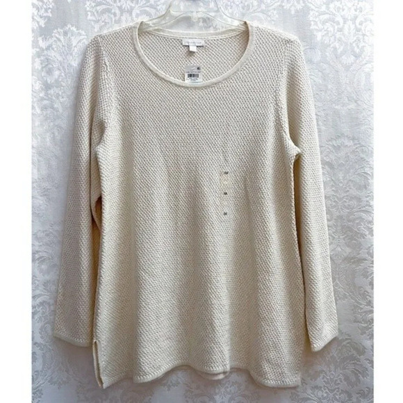 Charter Club Womens NWT Beige Knit Sweater With Metallic Thread Plus Size 0X New - Picture 1 of 7